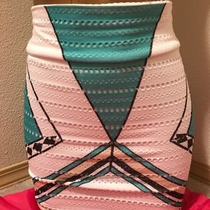 Distressed white perforated skirt